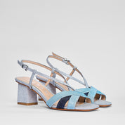 Sandalo Marbella in Velour Night Argento | 5539