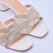 Aura White Jewel sandal | 7018