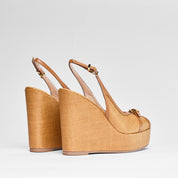 Sandalo Fiorella raffia cuoio | 5597