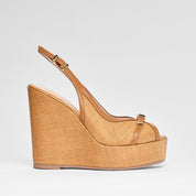 Sandalo Fiorella raffia cuoio | 5597