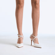 Sandalo Cristen Bianco Raso Sposa | Joy